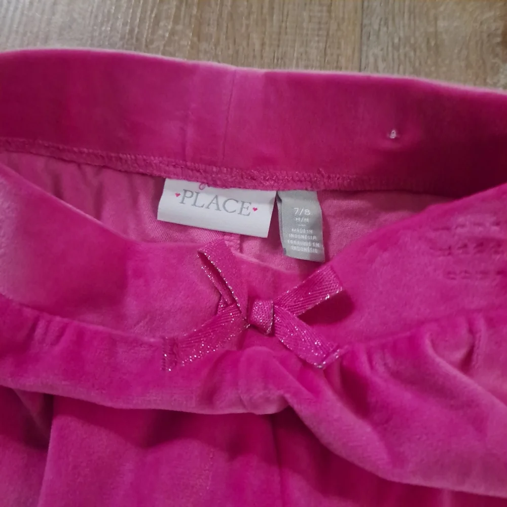 The Children's Place Girl's Pink Velour Flare-Leg Activewear Pants Size 7/8 M